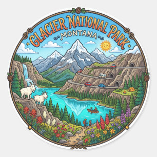 Glacier National Park Montana Classic Round Sticker