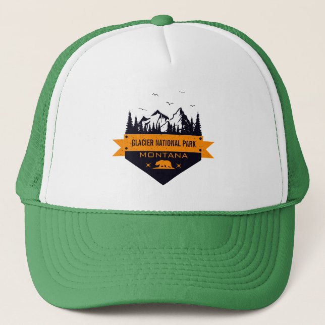 Glacier National Park Montana - Custom Name Trucker Hat (Front)