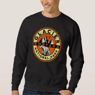 Glacier National Park Montana Distressed Vintage L Sweatshirt