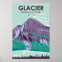 Glacier National Park Montana Hidden Lake Vintage