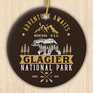 Glacier National Park Montana Timberland Scene Ceramic Ornament