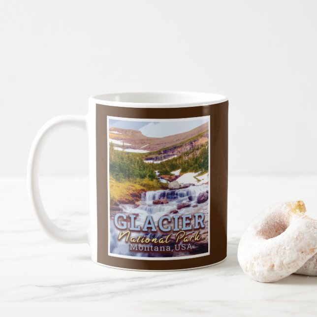 GLACIER NATIONAL PARK - MONTANA UNITED STATES COFFEE MUG (With Donut)