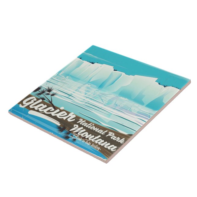 Glacier National Park, Montana vintage poster Tile (Side)