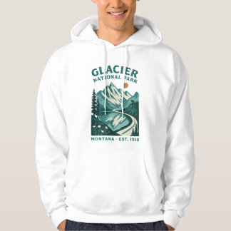 Glacier National Park Montana Vintage Road Hiking Hoodie