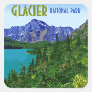 Glacier National Park Montana Vintage Square Sticker