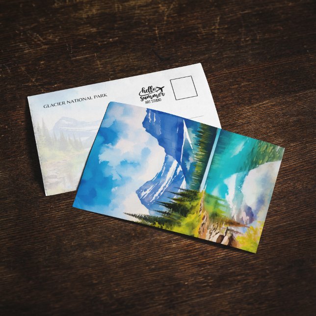 Glacier National Park Montana Watercolor Postcard (Creator Uploaded)