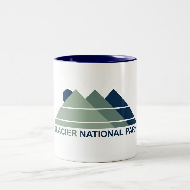Glacier National Park Mountain Sun Two-Tone Coffee Mug (Center)