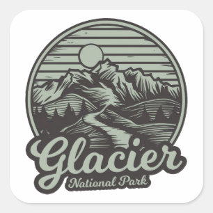 Glacier National Park Mountain Trail Square Sticker