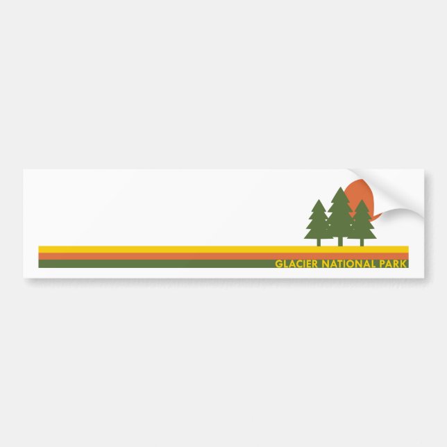 Glacier National Park Pine Trees Sun Bumper Sticker (Front)