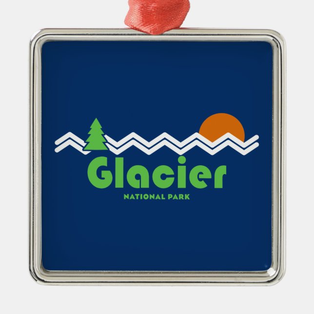 Glacier National Park Retro Metal Ornament (Front)