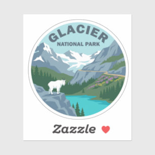 Glacier National Park Retro Mountain Travel Art