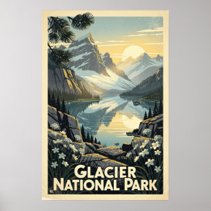 Glacier National Park Retro Poster