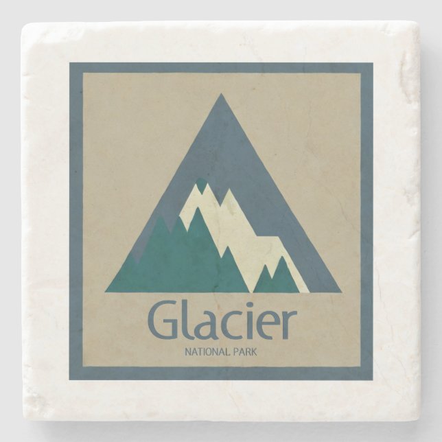 Glacier National Park Rustic Stone Coaster (Front)