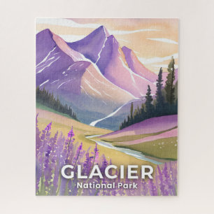 Glacier National Park   Spring Lavender Watercolor Jigsaw Puzzle