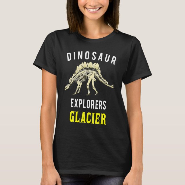 Glacier National Park Stegosaurus Dinosaur Explore T-Shirt (Front)