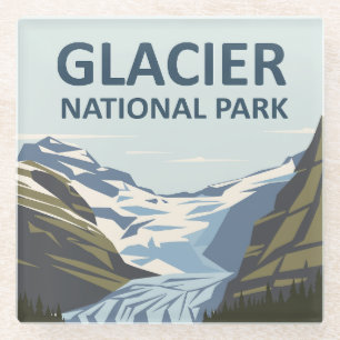 Glacier National Park Travel Art Glass Coaster
