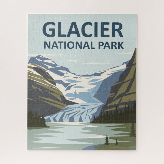 Glacier National Park Travel Art Jigsaw Puzzle (Vertical)