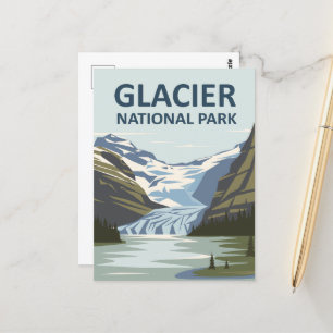 Glacier National Park Travel Art Postcard