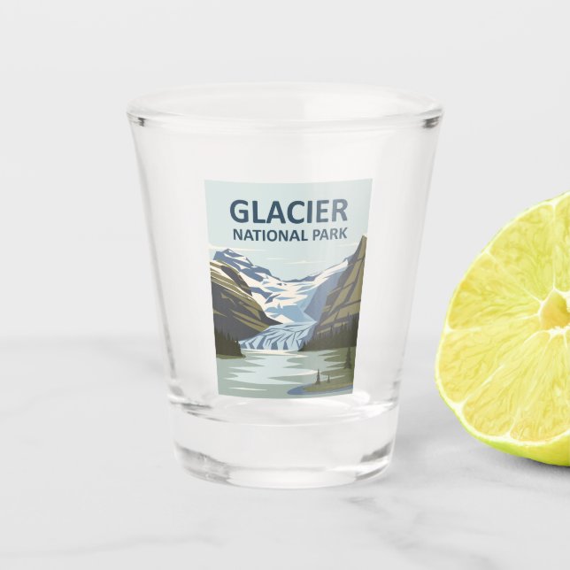 Glacier National Park Travel Art Shot Glass (Front)