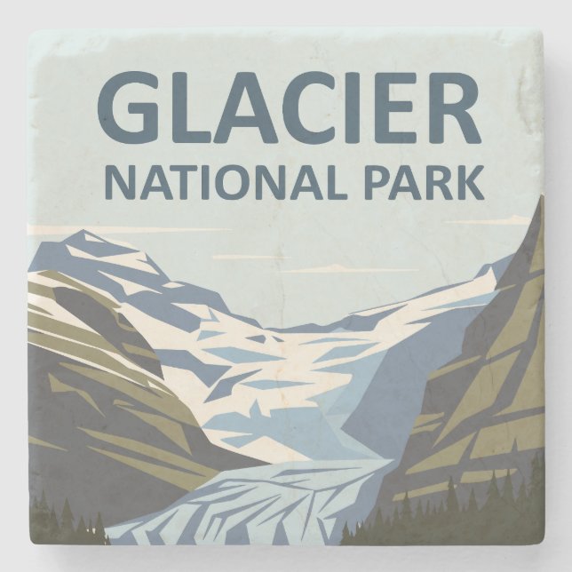 Glacier National Park Travel Art Stone Coaster (Front)