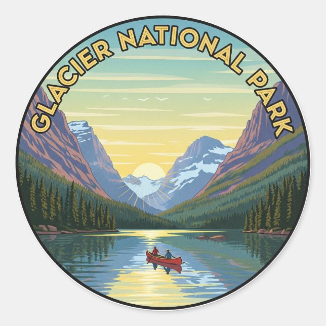 Glacier National Park Travel Classic Round Sticker (Front)
