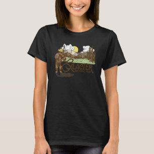 Glacier National Park Vintage Bear & Fiddle Funny T-Shirt