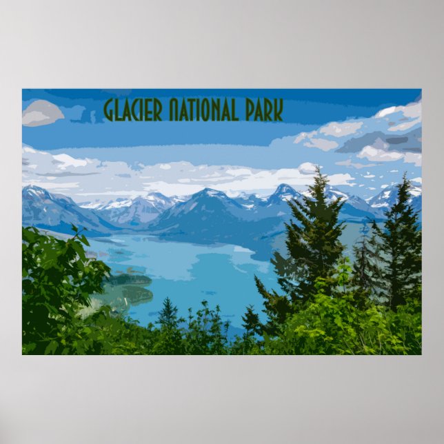 Glacier National Park Vintage Poster (Front)