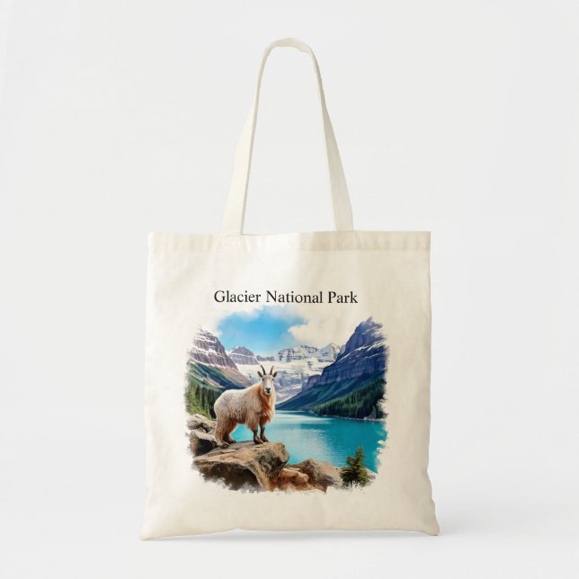Glacier National Park Watercolor Tote Bag (Front)