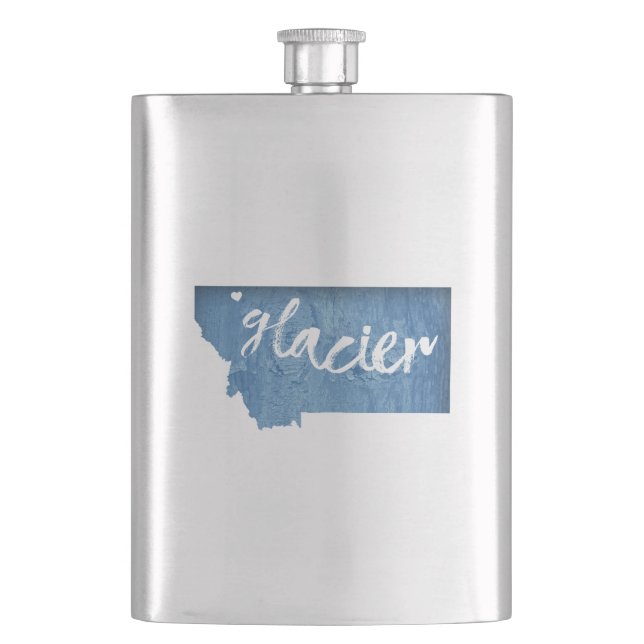 Glacier National Park Wood Grain Hip Flask (Front)