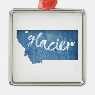 Glacier National Park Wood Grain Metal Ornament