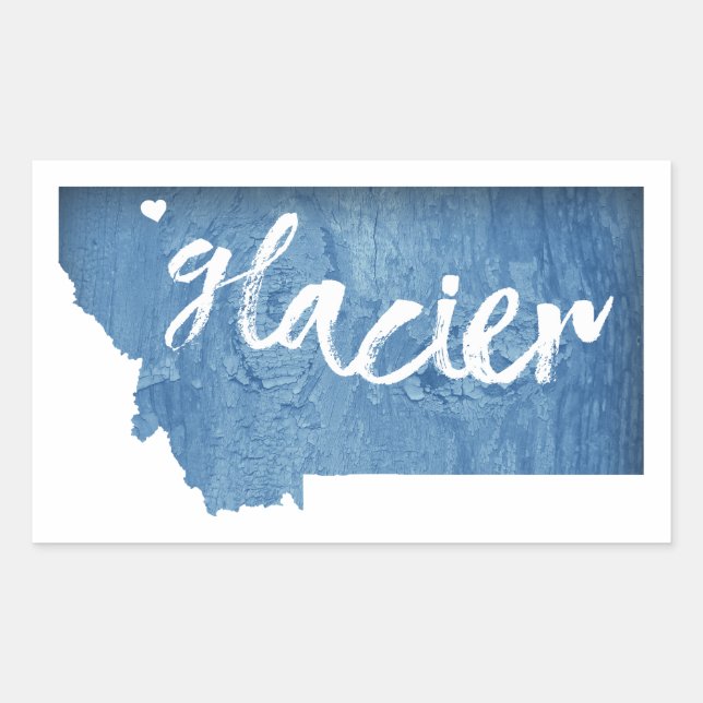 Glacier National Park Wood Grain Rectangular Sticker (Front)