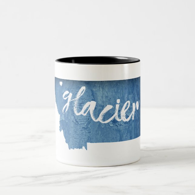 Glacier National Park Wood Grain Two-Tone Coffee Mug (Center)