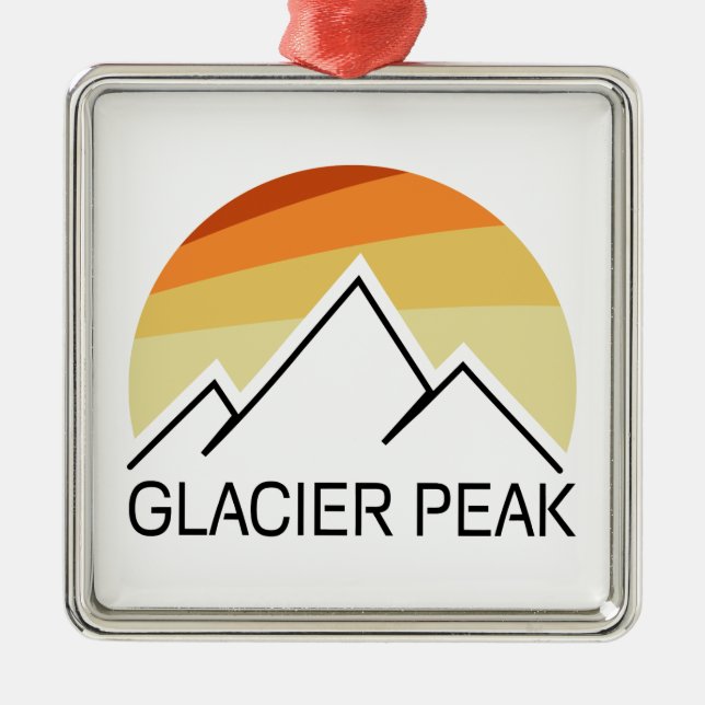 Glacier Peak Washington Retro Metal Ornament (Front)