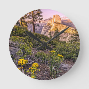 Glacier Point Sunset (Vertical) Round Clock