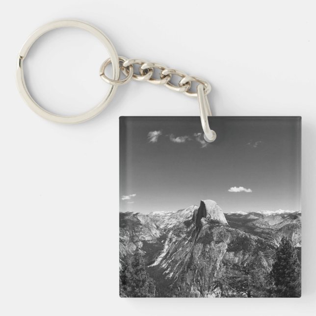Glacier Point Yosemite Black and White Photography Key Ring (Front)