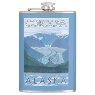Glacier Scene - Cordova, Alaska Hip Flask