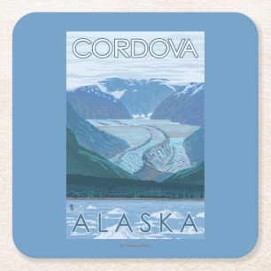 Glacier Scene - Cordova, Alaska Square Paper Coaster