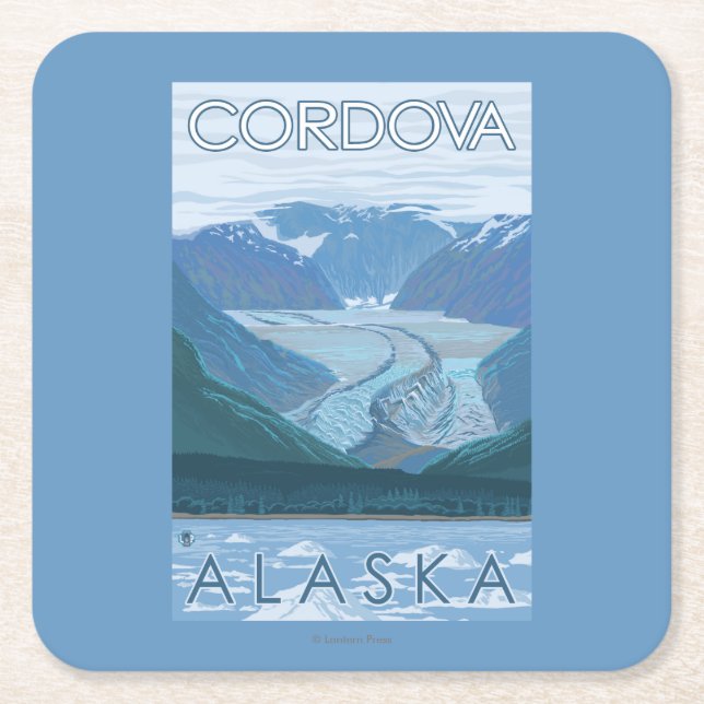 Glacier Scene - Cordova, Alaska Square Paper Coaster (Front)