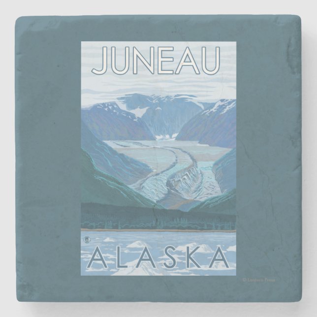 Glacier Scene - Juneau, Alaska Stone Coaster (Front)