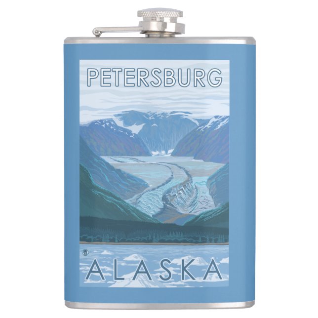 Glacier Scene - Petersburg, Alaska Hip Flask (Front)