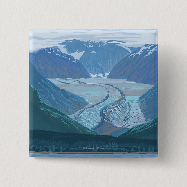 Glacier Scene - Seldovia, Alaska 15 Cm Square Badge (Front)