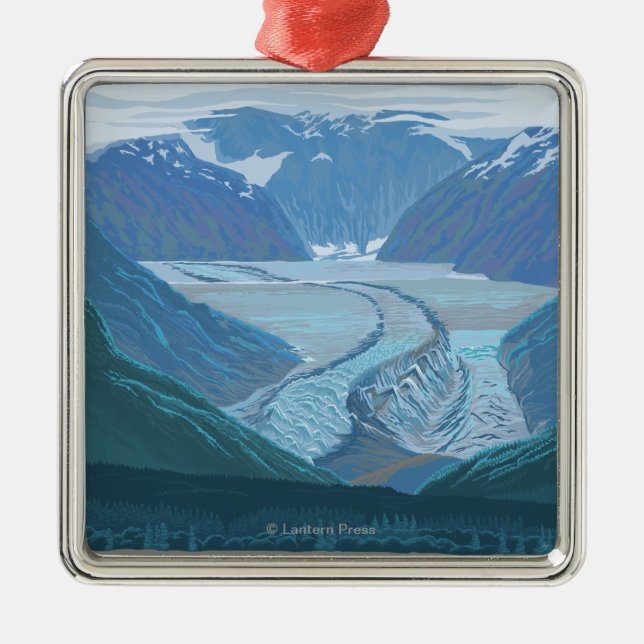 Glacier Scene - Seldovia, Alaska Metal Tree Decoration (Front)