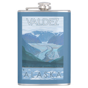 Glacier Scene - Valdez, Alaska Hip Flask
