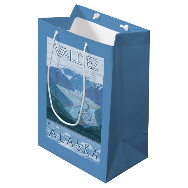 Glacier Scene - Valdez, Alaska Medium Gift Bag (Front Angled)