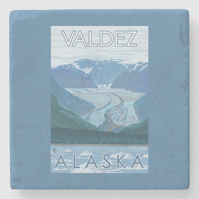 Glacier Scene - Valdez, Alaska Stone Coaster (Front)