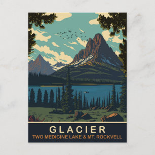 Glacier, Two Medicine Lake and Mt. Rockwell Postcard