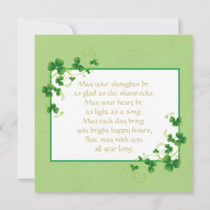 Glad As Shamrocks Irish Blessing Flat Greeting  Card