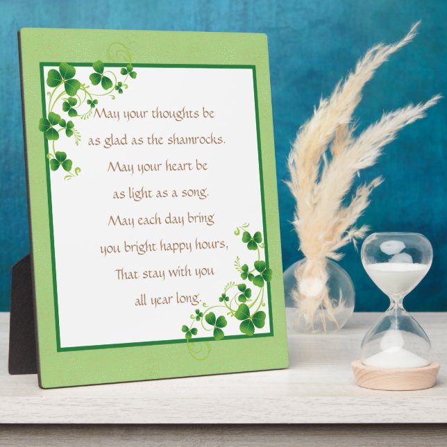 Glad As Shamrocks Irish Blessing Tabletop Plaque (Side)