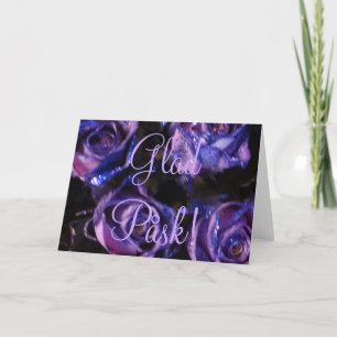 Glad Påsk Swedish Happy Easter Purple Roses Holiday Card