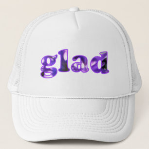Glad spelled with purple flowers hats